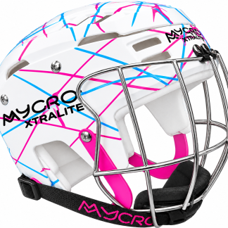 WHITE with BLUE &PINK STRIPES Mycro Helmet